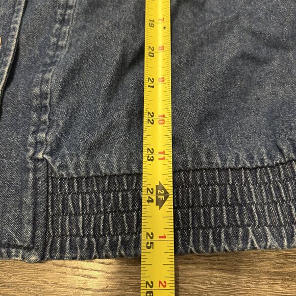 Vintage 90s Denim Aztec Jacket Sz14 Southwest Embroidered 90s fringe embellished - Picture 9 of 11